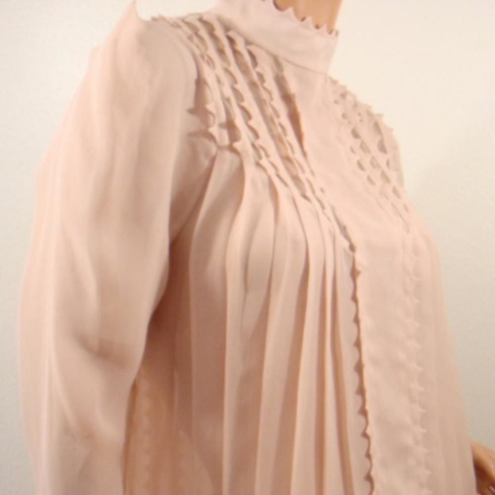 MAX AZRIA COUTURE RUNWAY PINK SHEER TOP EDGY S NEW - Picture 2 of 8